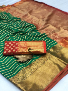 Devastating Green Banarasi Silk All Over Zari Weaving Designer Saree Online