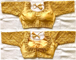 Astonishing Golden Fentam Silk Golden Work Ready Made Blouse