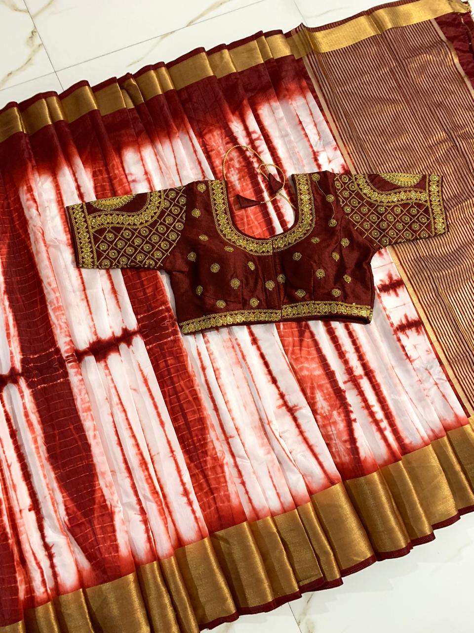 Marvellous Brown Tussar Silk With Zari Designer Saree Online & Ready Made Blouse