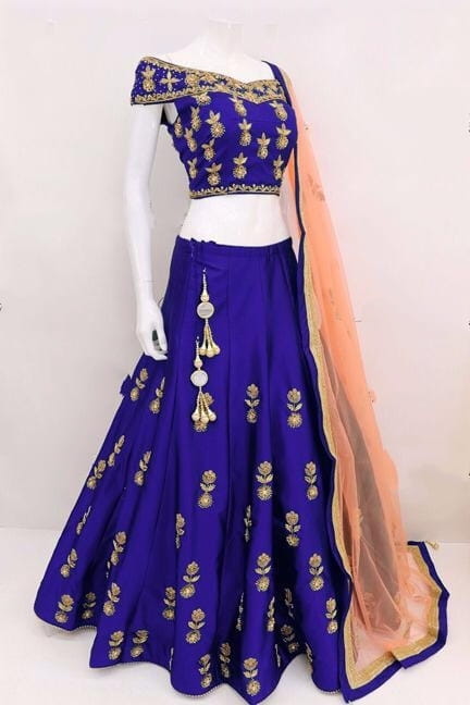 Dazzling Purple Tapetta Silk With Embroidered Work Lehenga Choli