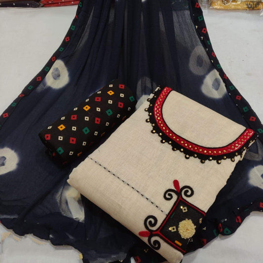 Exquisite Black & Cream Cotton Printed New Salwar suit design online