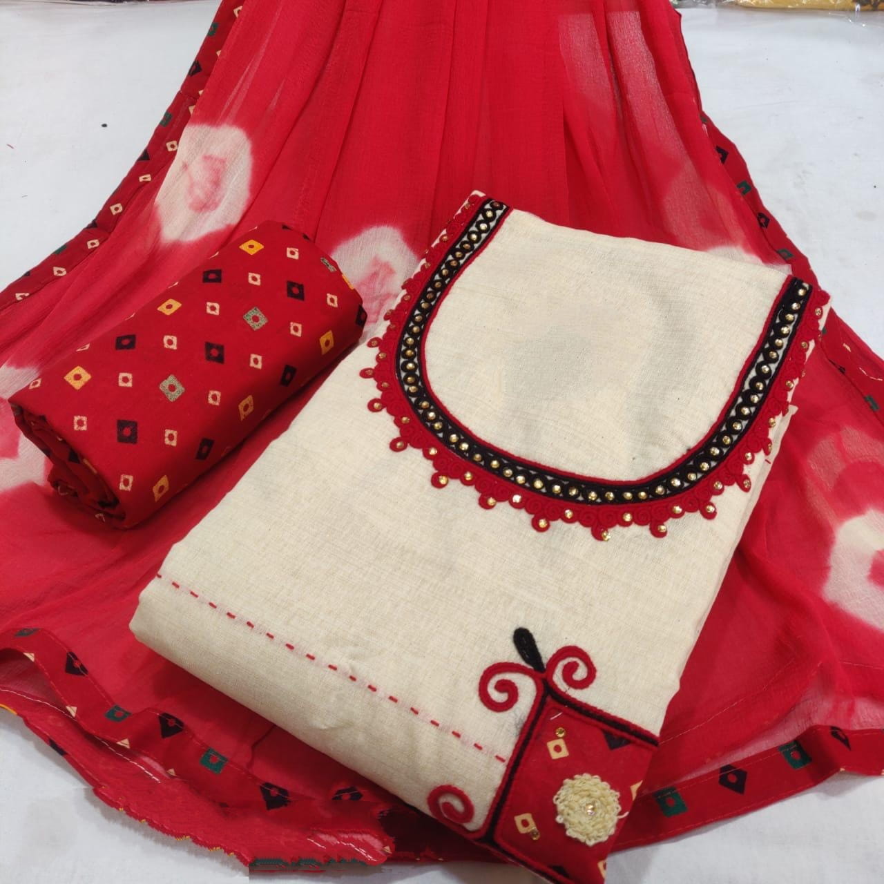 Gorgeous Red Cotton Printed New Salwar suit design online