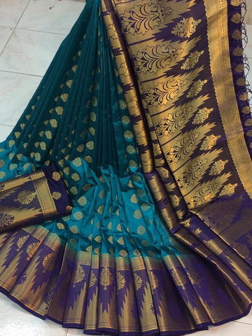 Impressive Rama Nylon Silk With Rich Pallu fancy designer saree