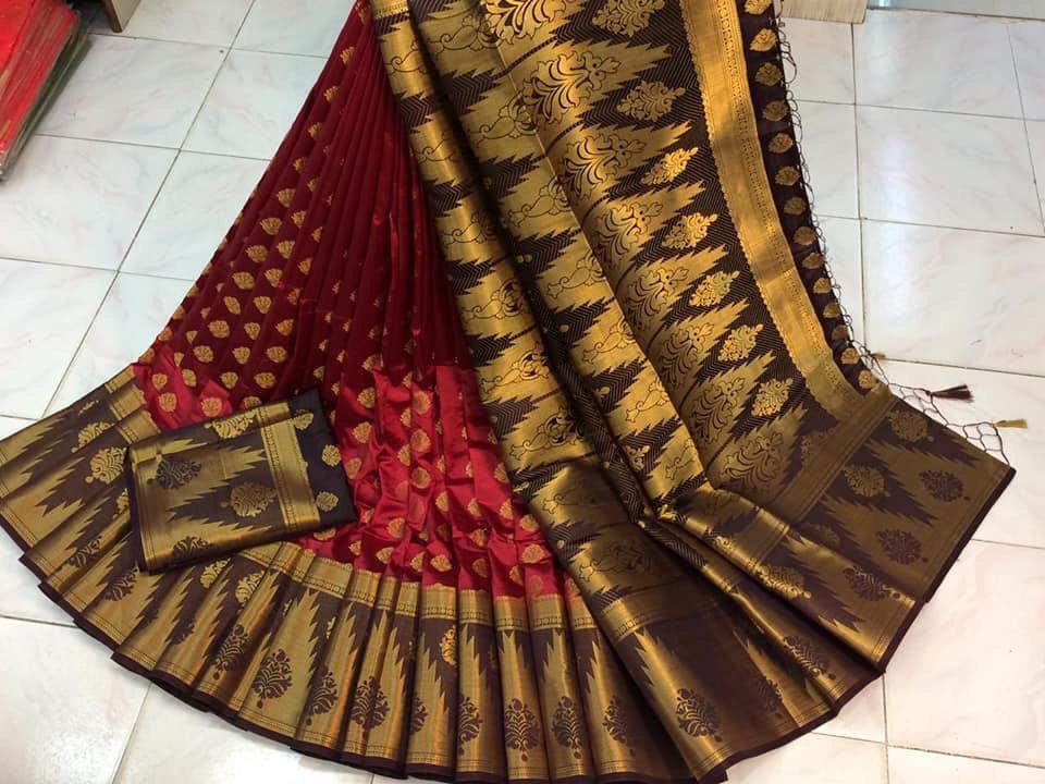 Amazing Maroon Nylon Silk With Rich Pallu fancy designer saree