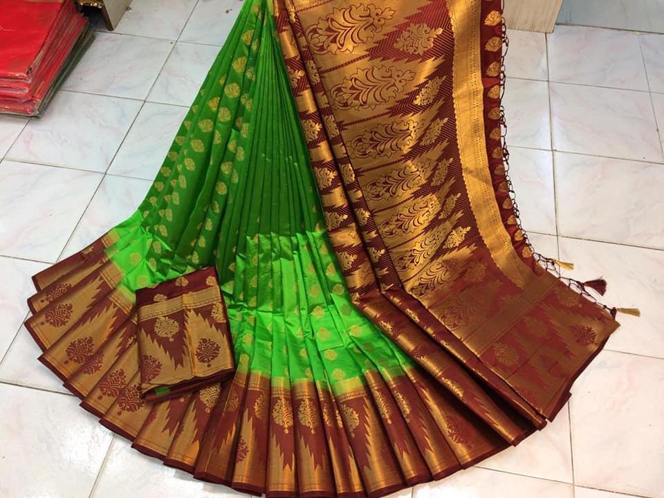 Marvellous Green Nylon Silk With Rich Pallu fancy designer saree