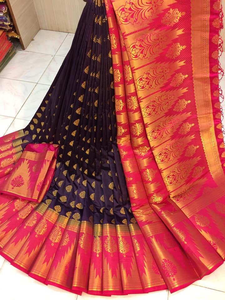Phenomenal Wine & Rani Nylon Silk With Rich Pallu fancy designer saree