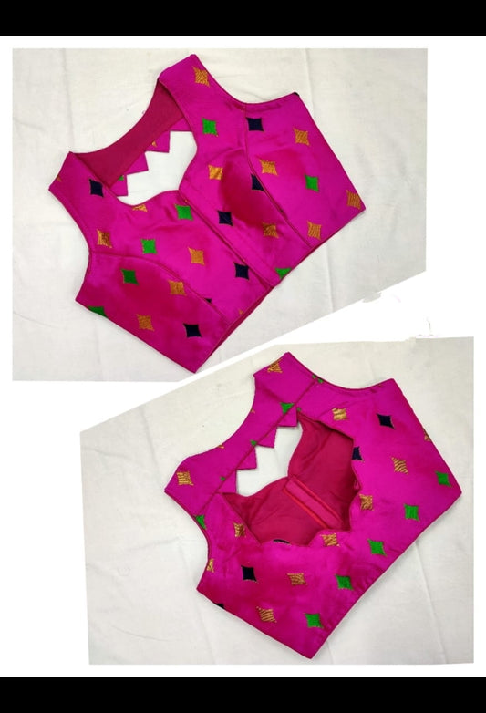 Tremendous Rani Meenakani Jacquard fancy Neck Readymade Blouse