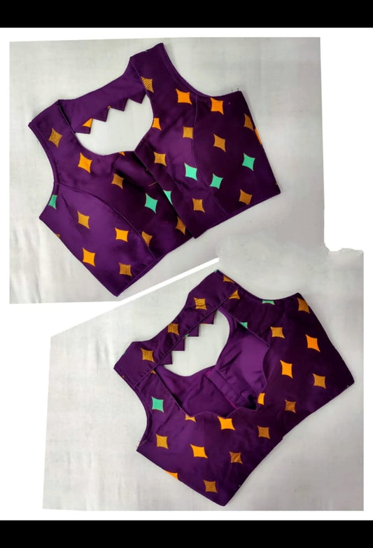 Striking Margenta MeenaKani Jacquard fancy Neck Readymade Blouse