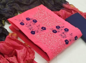 Exquisite Light Pink Cotton With Hand Work New Salwar suit design online