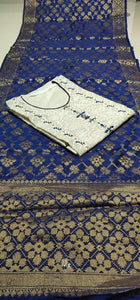 Amazeballs Cream & Blue Cotton With Thread Multi Embroidered Work New Salwar suit design online