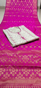 Smashing Cream & Rani Cotton With Embroidered Work New Salwar suit design online