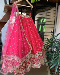 Fab Pink Georgette With Embroidered Work Lehenga Choli Design Online