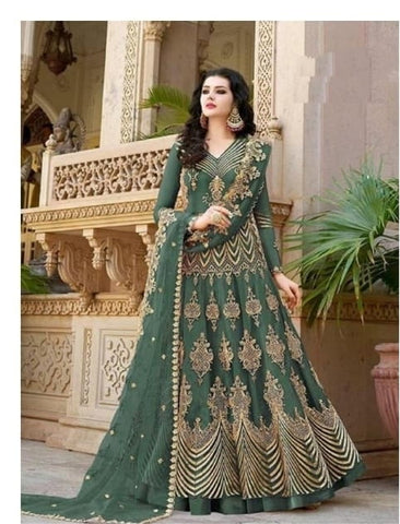 Sensational Green Net With Diamond Embroidered Work Anarkali New Salwar suit design online