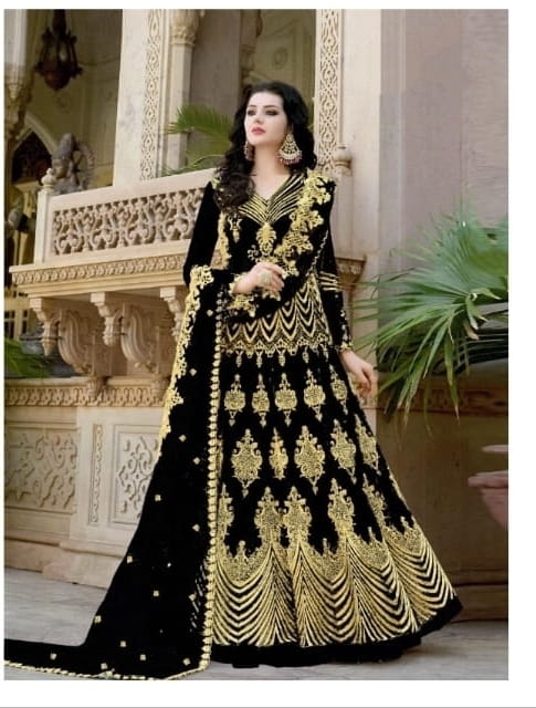 Ravishing Black Net With Embroidered Diamond Work Anarkali New Salwar suit design online