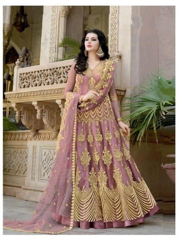 Striking Pink Net With Diamond Embroidered Work Anarkali New Salwar suit design online
