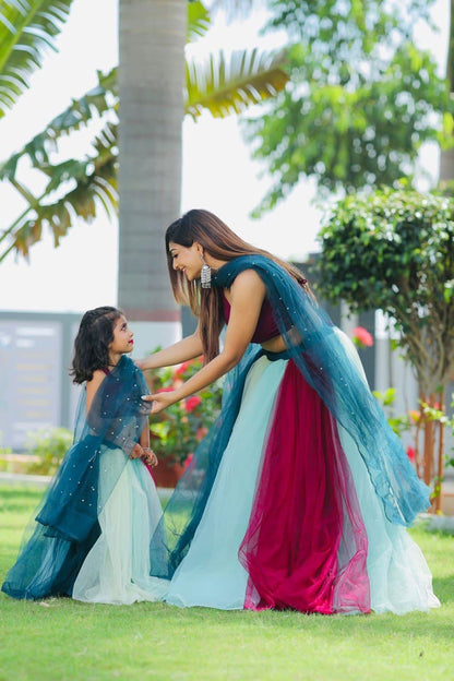 Latest Designer Georgette Net Mother Daughter Lehenga Dress