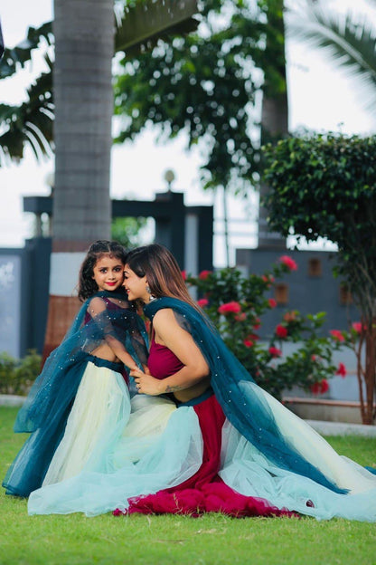 Latest Designer Georgette Net Mother Daughter Lehenga Dress
