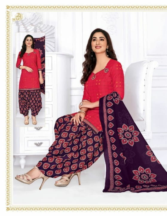 Gorgeous Purple & Pink Cotton Printed New Salwar suit design online