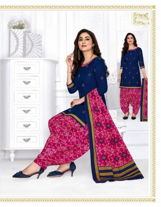 Amazeballs Royal Blue & Pink Cotton Printed New Salwar suit design online