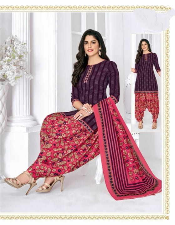 Smashing Wine & Pink Cotton Printed New Salwar suit design online