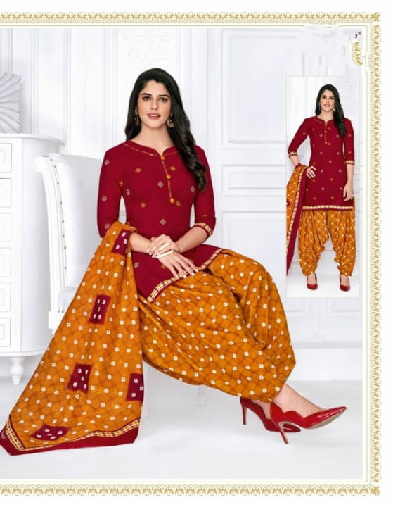 Pulchritudinous Red & Mustard Printed Cotton New Salwar suit design online