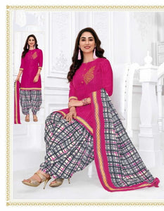 Fantastic Pink & Grey Printed Cotton New Salwar suit design online