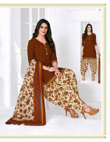 Wondrous Brown & Cream Cotton Printed New Salwar suit design online