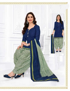 Beautiful Royal Blue Cotton Printed New Salwar suit design online