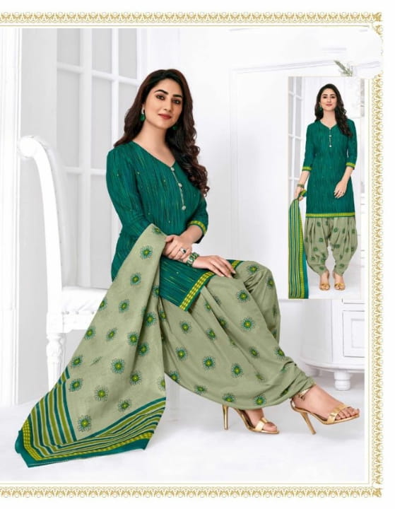 Lovely Rama Green Cotton Printed New Salwar suit design online