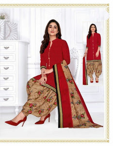 Radiant Red Cotton Printed New Salwar suit design online