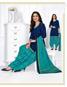 Ravishing Blue & Firozi Cotton Printed New Salwar suit design online
