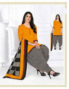 Striking Black & Mustard Cotton Printed New Salwar suit design online