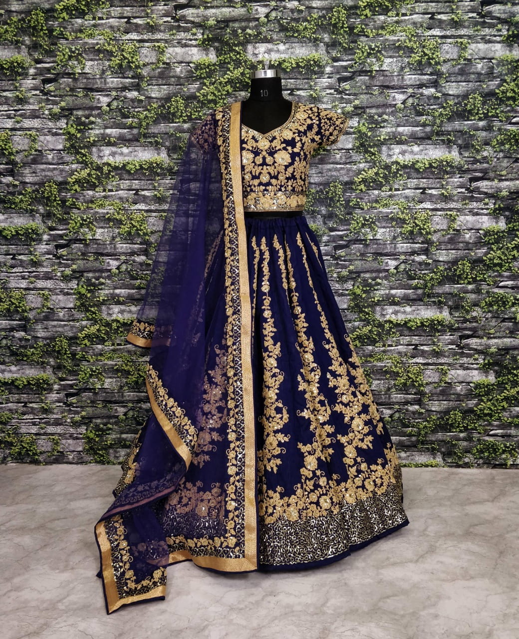 Bewitching Navy Blue Silk With Dori Sequence Work Lehenga Choli Design Online