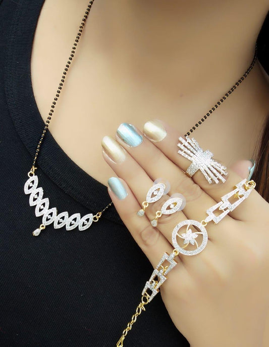 Beautiful White American Diamond Mangalsutra Latest Design Set