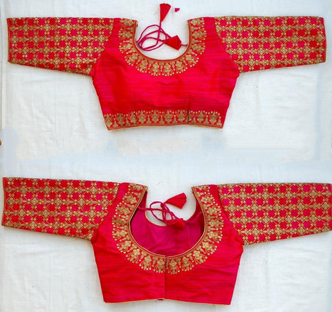 Ravishing Rani Fentam Silk Embroidered Work fancy Neck Readymade Blouse