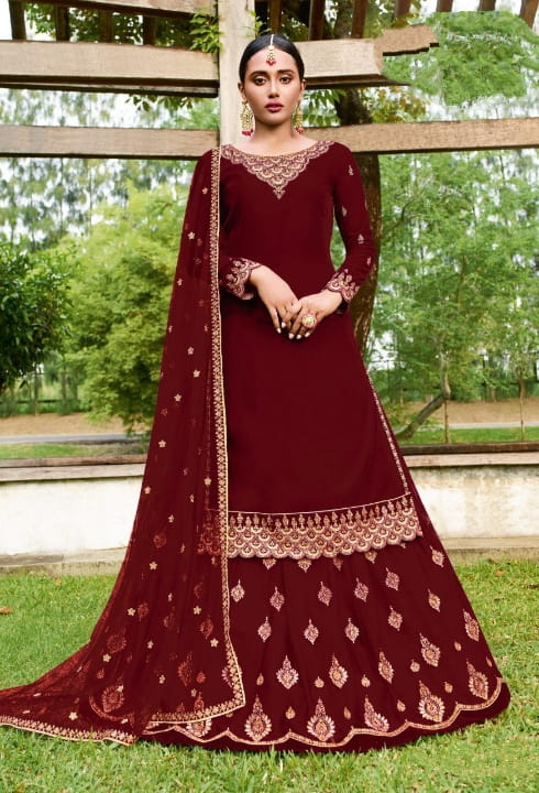 Ravishing Red Georgette With Embroidered Work Salwar Suit
