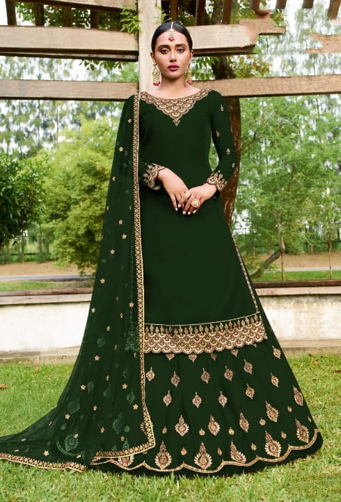Dazzling Green Georgette With Embroidered Work Salwar Suit