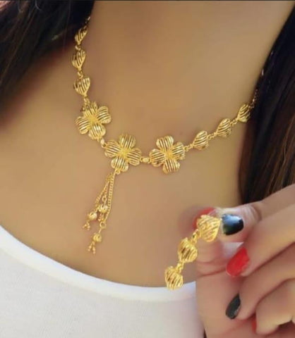 Exquisite Golden Colored Imitation Necklace Set Design