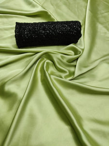 Bewitching Green Satin Silk Designer Saree With Sequence Work Blouse