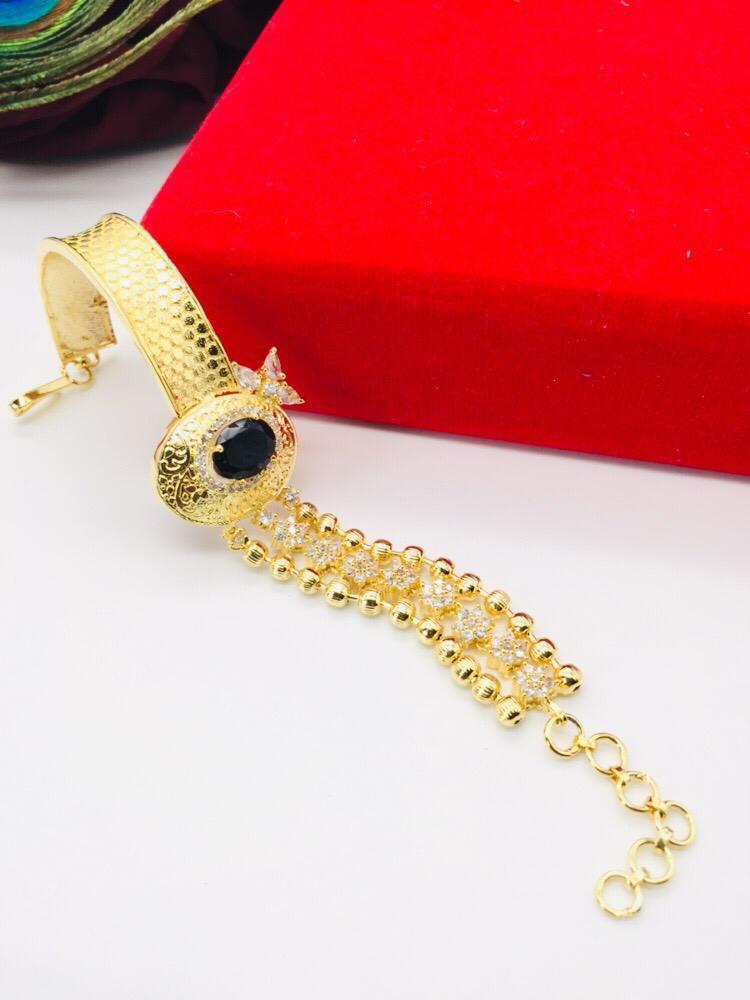 Fantastic Black American Diamond Golden Imitation Bracelet