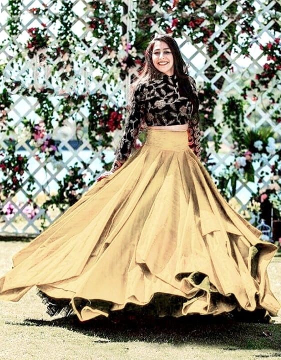 Attractive Black & Chiku Banglori Silk With Embroidered Work Online Lehenga Choli Design