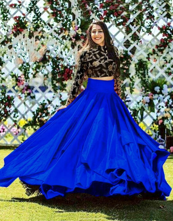 Lovely Royal Blue & Black Banglori Silk Embroidered Work Online Lehenga Choli Design