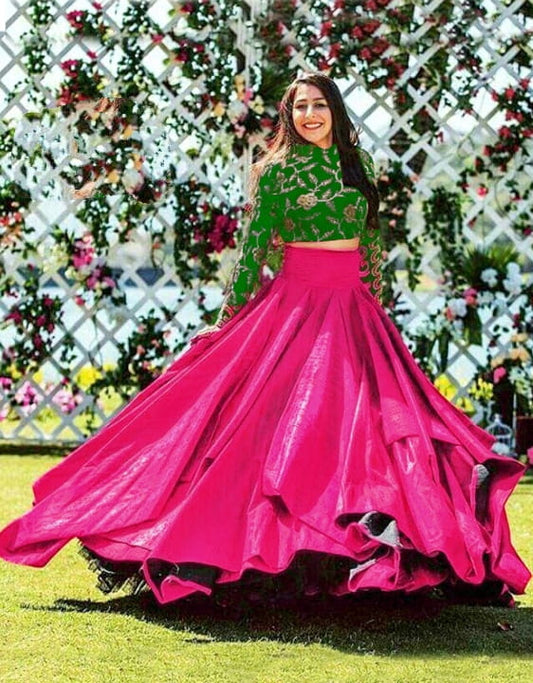 Pretty Green & Rani Banglori Silk With Embroidered Work Online Lehenga Choli Design