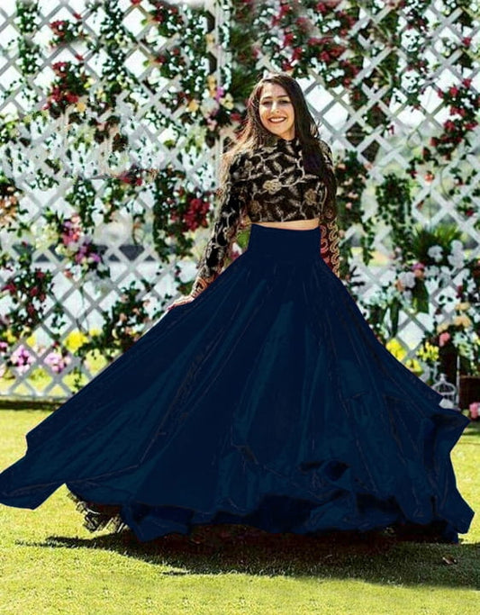 Devastating Black & Navy Blue Banglori Silk Embroidered Work Online Lehenga Choli Design