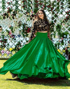 Wonderful Black & Green Banglori Silk With Embroidered Work Online Lehenga Choli Design