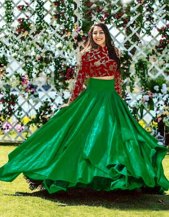 Magnificent Green & Maroon Banglori Silk Embroidered Work Online Lehenga Choli Design