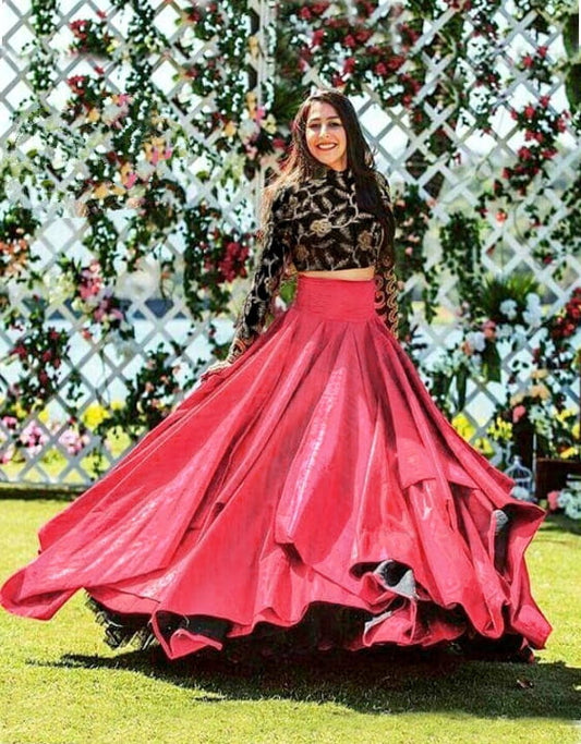 Glorious Black & Pink Banglori Silk Embroidered Work Online Lehenga Choli Design