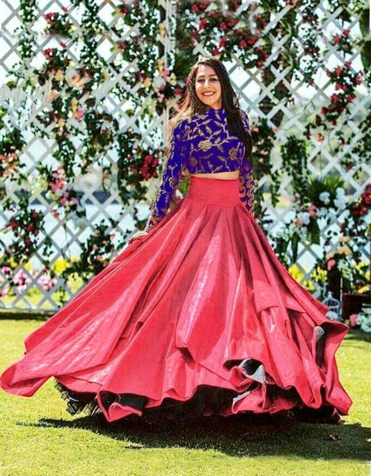 Captivating Pink & Purple Banglori Silk Embroidered Work Online Lehenga Choli Design