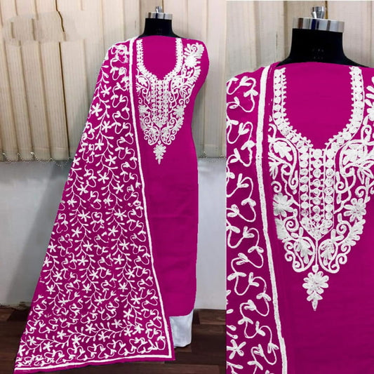 Devastating Rani Silk With Aari Work Salwar Suit