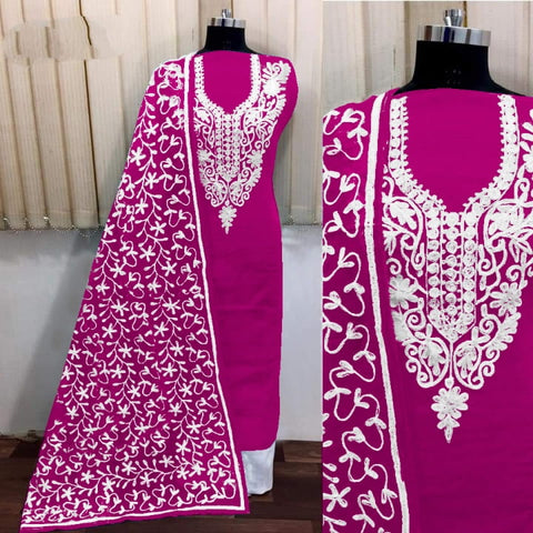 Devastating Rani Silk With Aari Work Salwar Suit